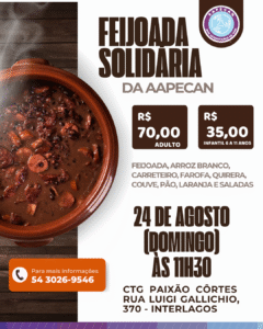 Aapecan promove 17ª Feijoada Solidária em Caxias do Sul